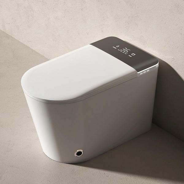 1.2 GPF Built-In Tank Elongated Bidet Toilet in White with Foot Sensor Flush, Heated Seat, Warm Air Drying