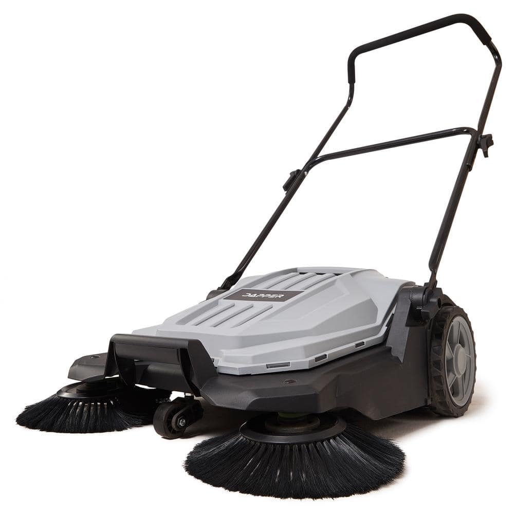 Walk-Behind Outdoor Hand Push Sweeper - 5.5 Gal. Capacity and 25 in. Sweepi