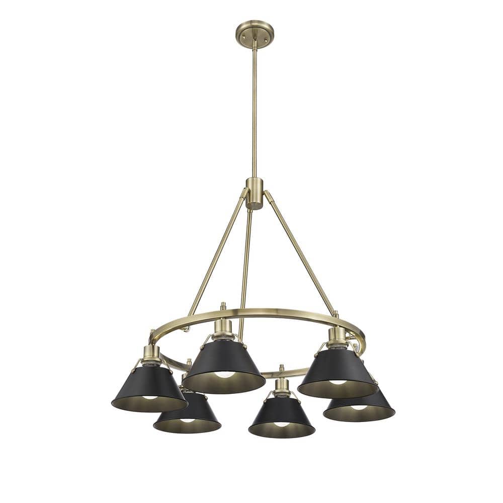Orwell 6-Light Aged Brass and Matte Black Chandelier price history on PriceWatchPro