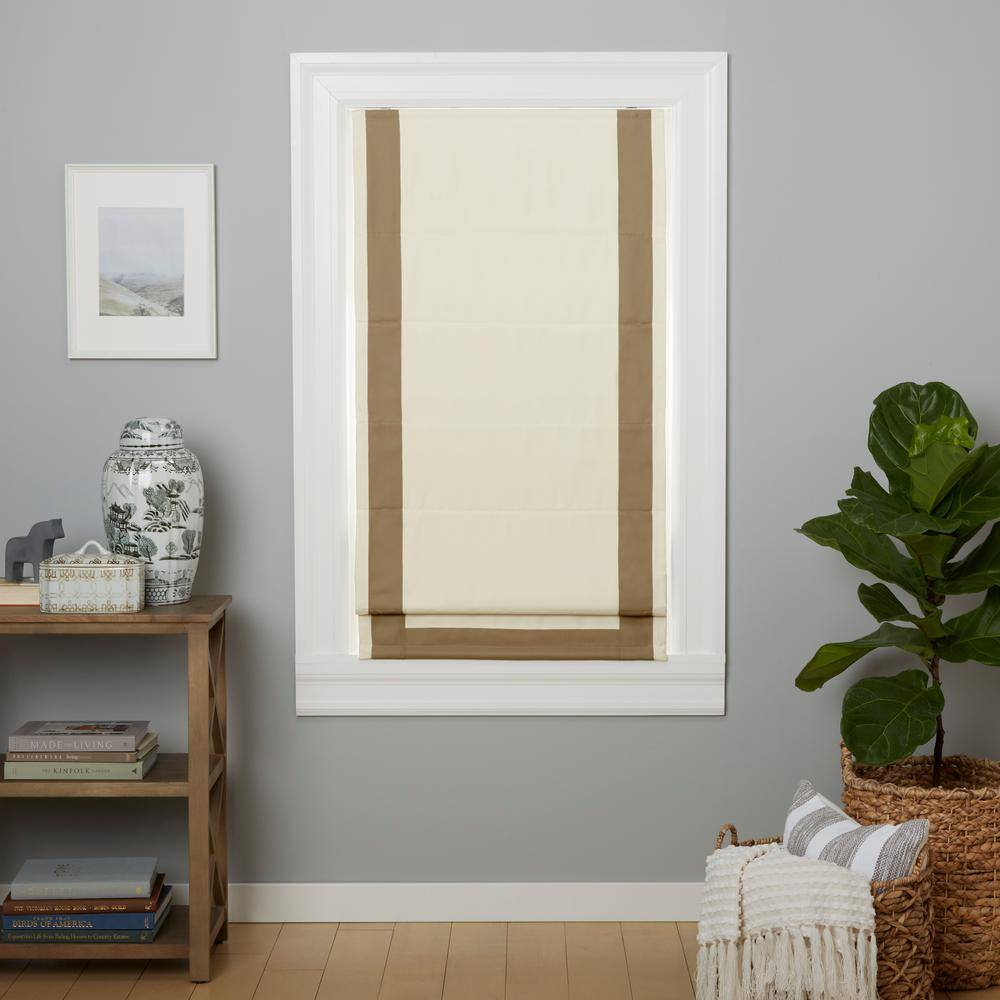 Natural Taupe Cordless Blackout Roman Fabric Shade, 31" x 64"