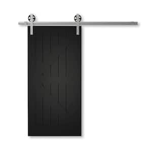 83 in. x 40 in. British Brace, Espresso Wood Barn Door with Solid Core and Hardware Included