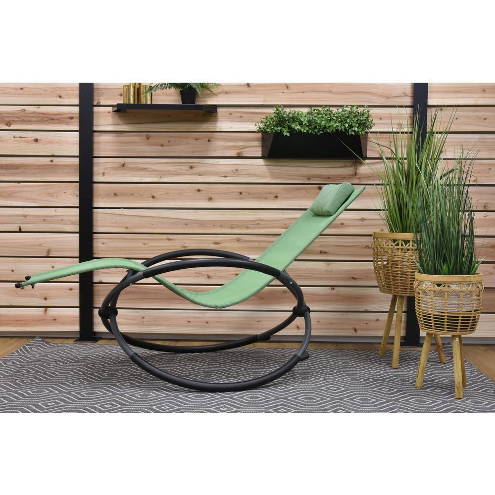 Olive Grove Steel Rocking Chaise Lounger with Cushions