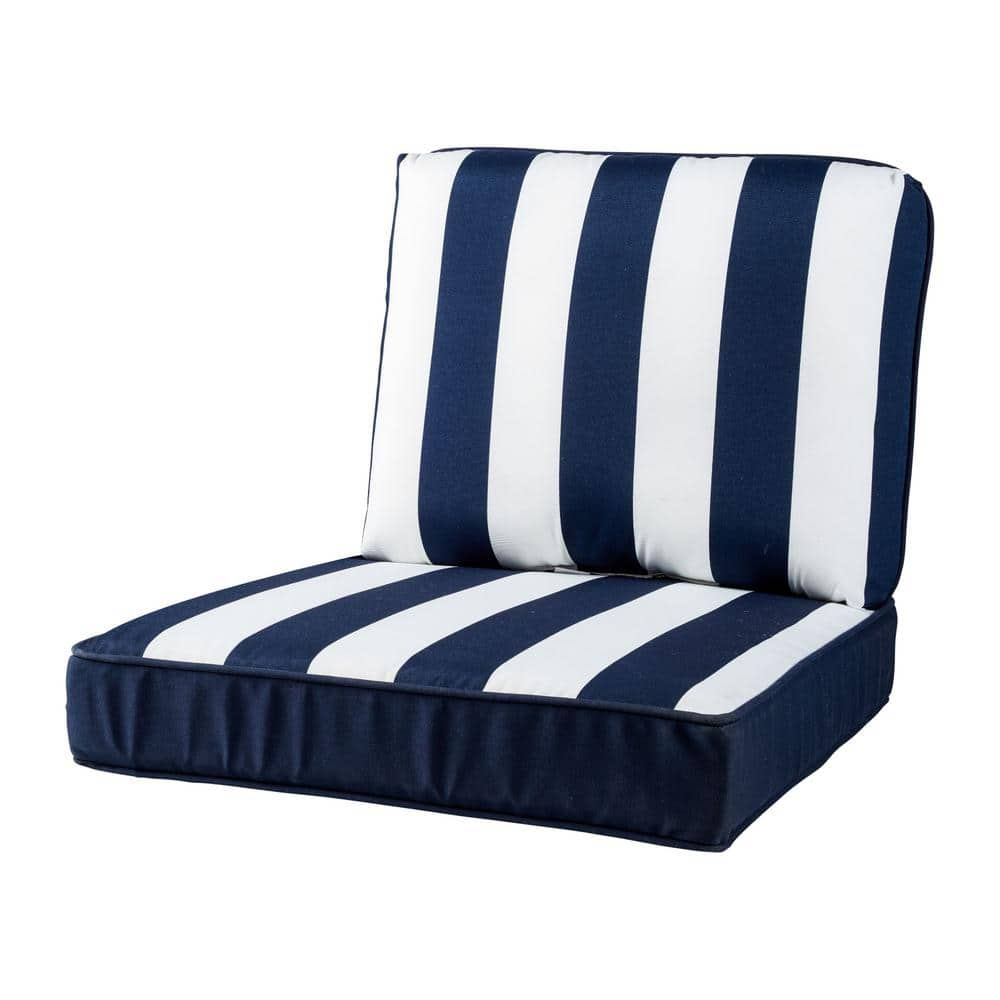 Haven Way 26-in x 23-in 2-Piece Navy Linen Piping Patio Chair Cushion in  the Patio Furniture Cushions department at