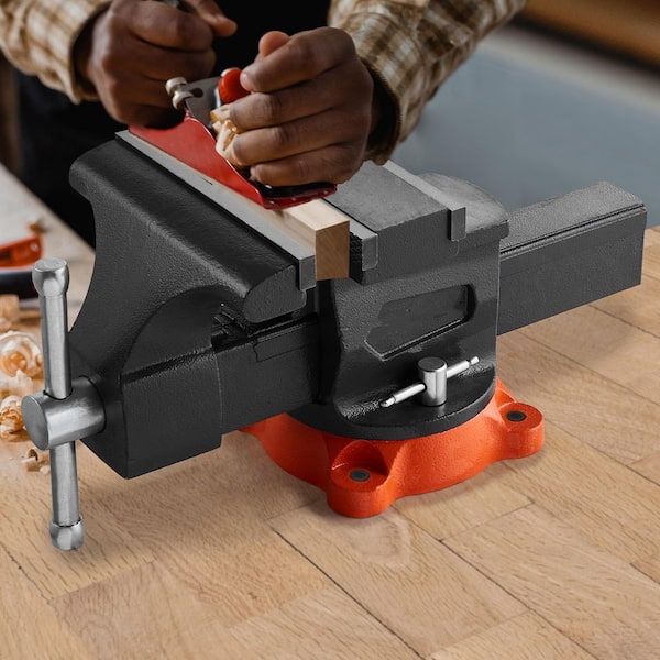 Bench Vise, 3. 7 in. Throat Depth, 8 in. Jaw Width, 8 in. Max Jaw Opening Multipurpose Vise 360° Swivel Locking Base