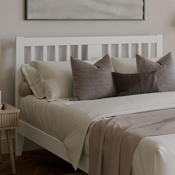 Finley White Queen Wood Slatted Headboard