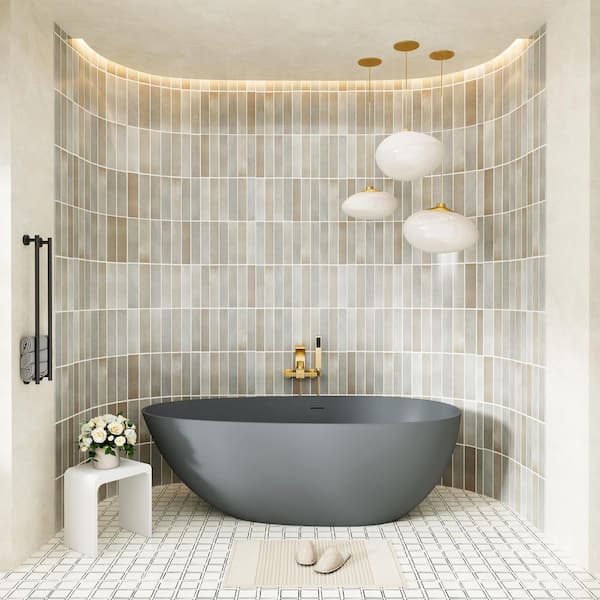 59 in. x 31 in. Soaking Bathtub in Matte Grey