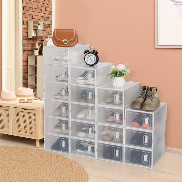 Karl home 18 Pair Clear Plastic Shoe Boxes 597898032256