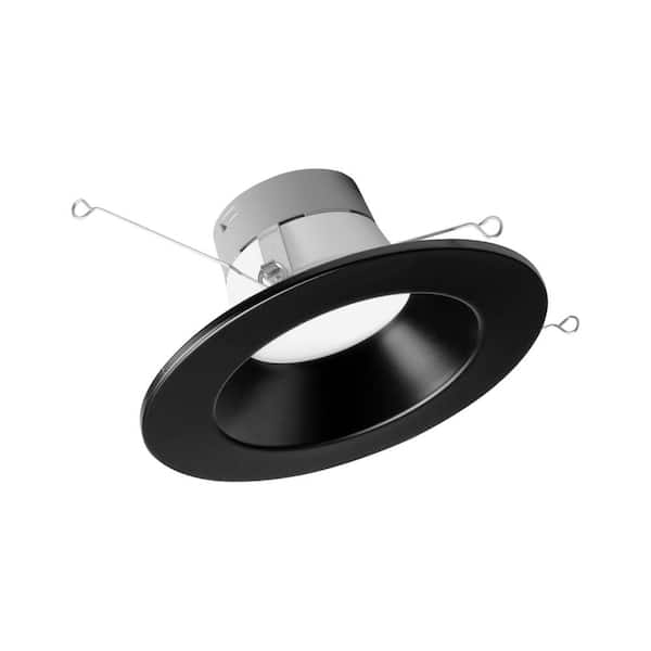 NICOR DLR Series 5-6 in. Black 3000K High-Output Integrated LED Recessed Retrofit Downlight Trim, Remodel, Dimmable