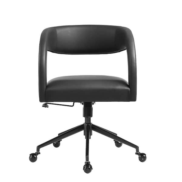 Modway Pinnacle Faux Leather Home Office Desk Chair in Black