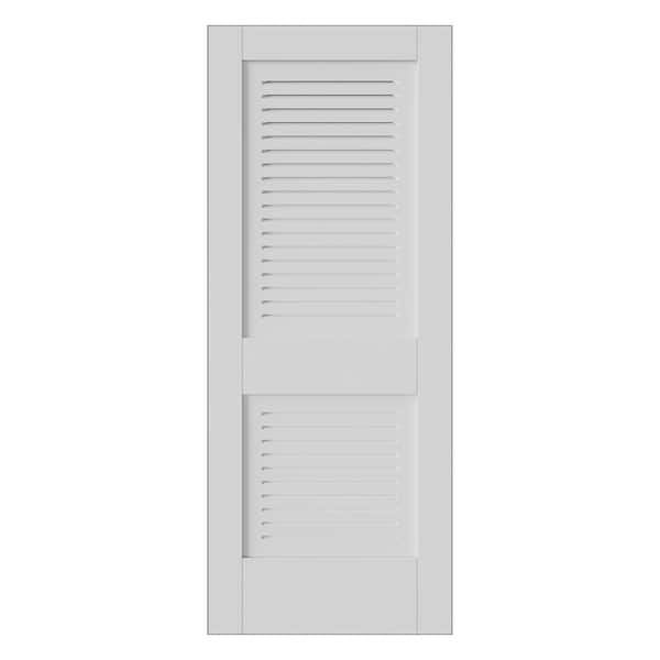 JELD-WEN 24 in. x 80 in. 2 Panel Solid Core White Primed MDF Wood Interior Door Slab w/Full Modern Ventilated Panel Louver