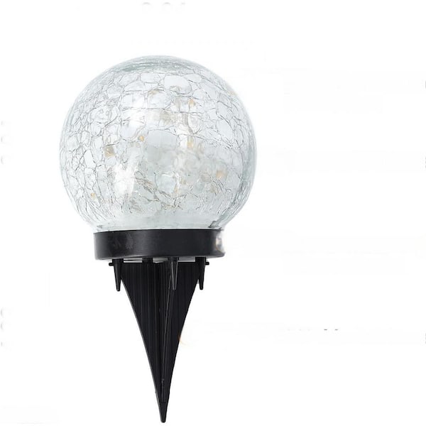 2 Pieces Globes Gradient Warm White Solar Globe Light Outdoor Waterproof-Solar Balls for Garden Cracked Glass Ball Light