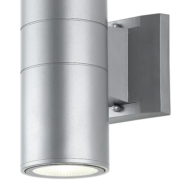 JONATHAN Y Duo 6 in. 2-Light Silver Modern Midcentury Cylinder