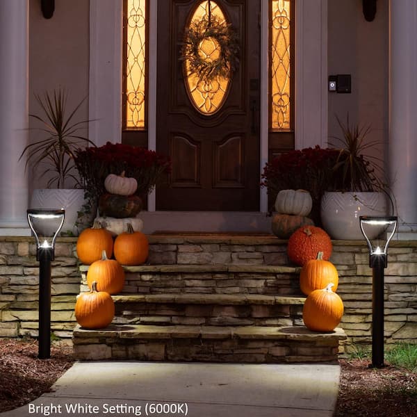 Modern Outdoor Solar LED Pathway Landscape 3 in. Fitter Post Light with Warm White and Bright White Options for Garden