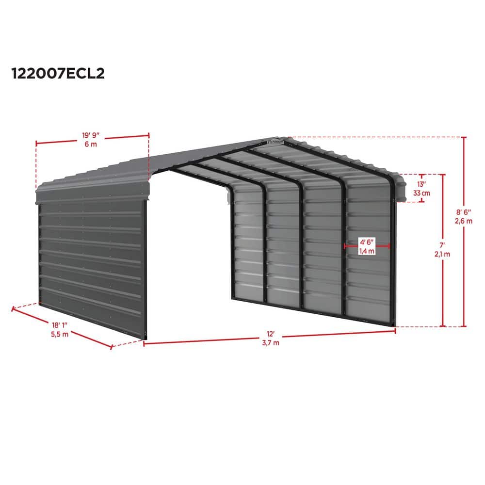 12' x 20' Eggshell Steel Carport Kit with Enclosure