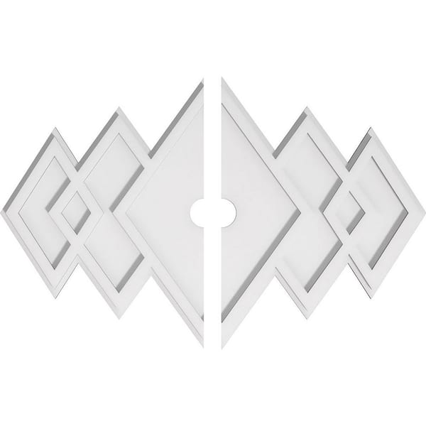 Ekena Millwork 28 in. W x 18-5/8 in. H x 2 in. ID x 1 in. P Zoe Architectural Grade PVC Contemporary Ceiling Medallion (2-Piece)
