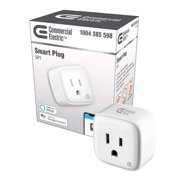 Commercial Electric Wi-Fi Smart Plug, No Hub Required, Works with All Major Voice Control Platforms