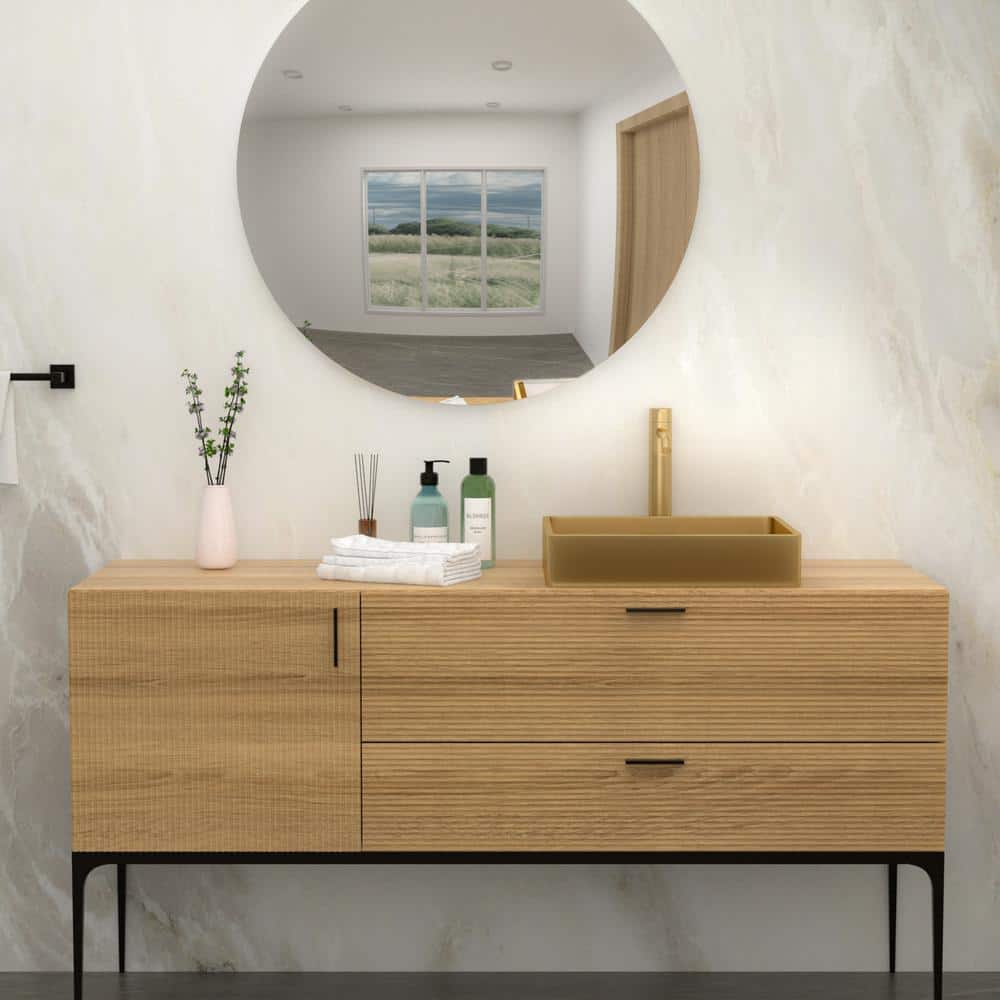 Gold Rectangular Stainless Steel Vessel Sink 19 x 15 Inch