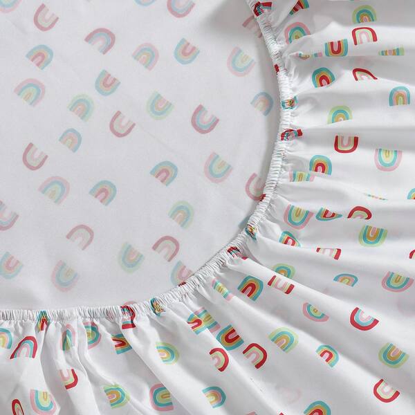 Eddie Bauer Kids' Sunnyvale Rainbow Microfiber Sheet Set, Queen, White