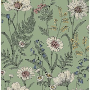 Arden Sage Wild Meadow Matte Non-pasted Paper Wallpaper