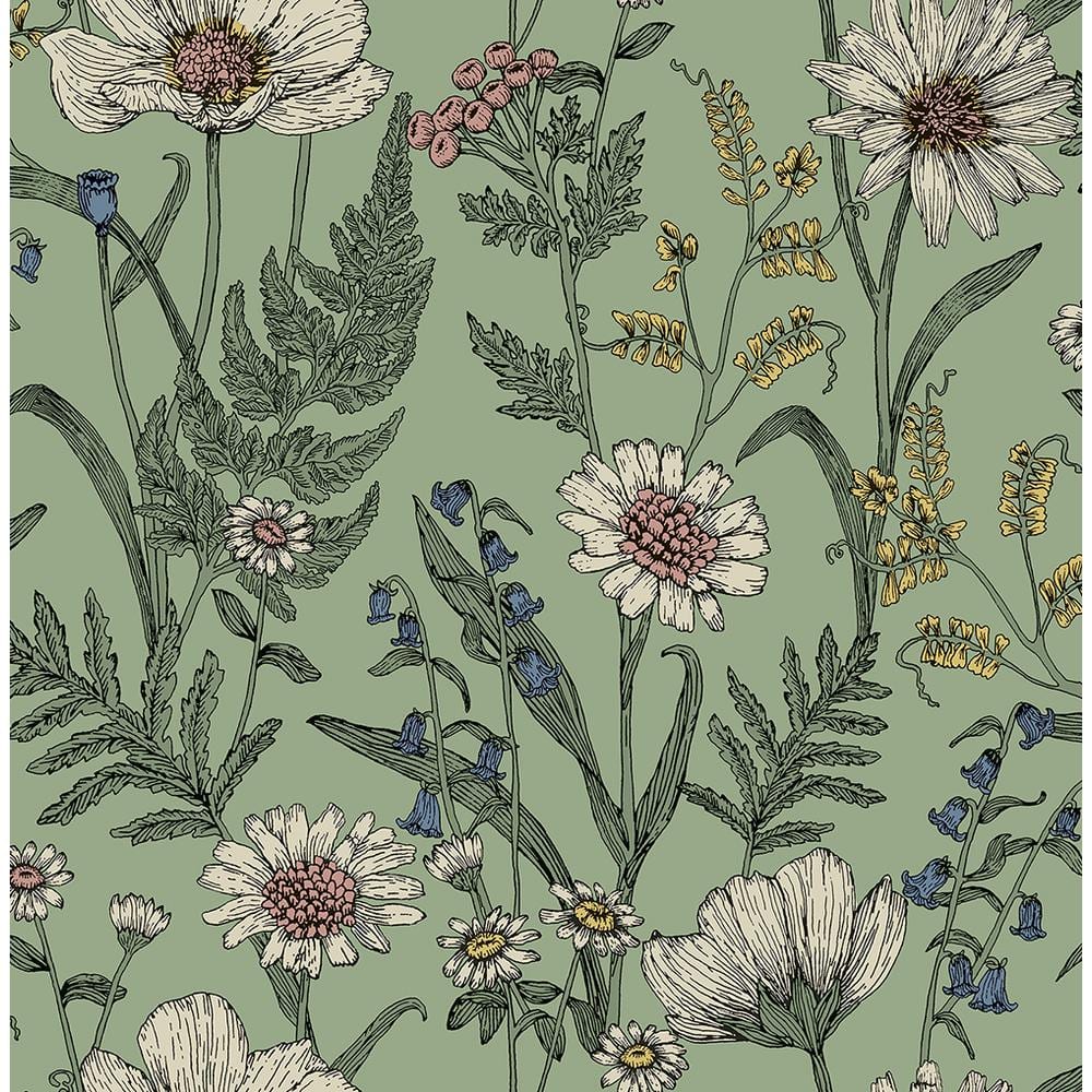 Daisy ꔛ‬ෆ様 Fine Decor Arden Sage Green Wild Meadow Wallpaper Sample