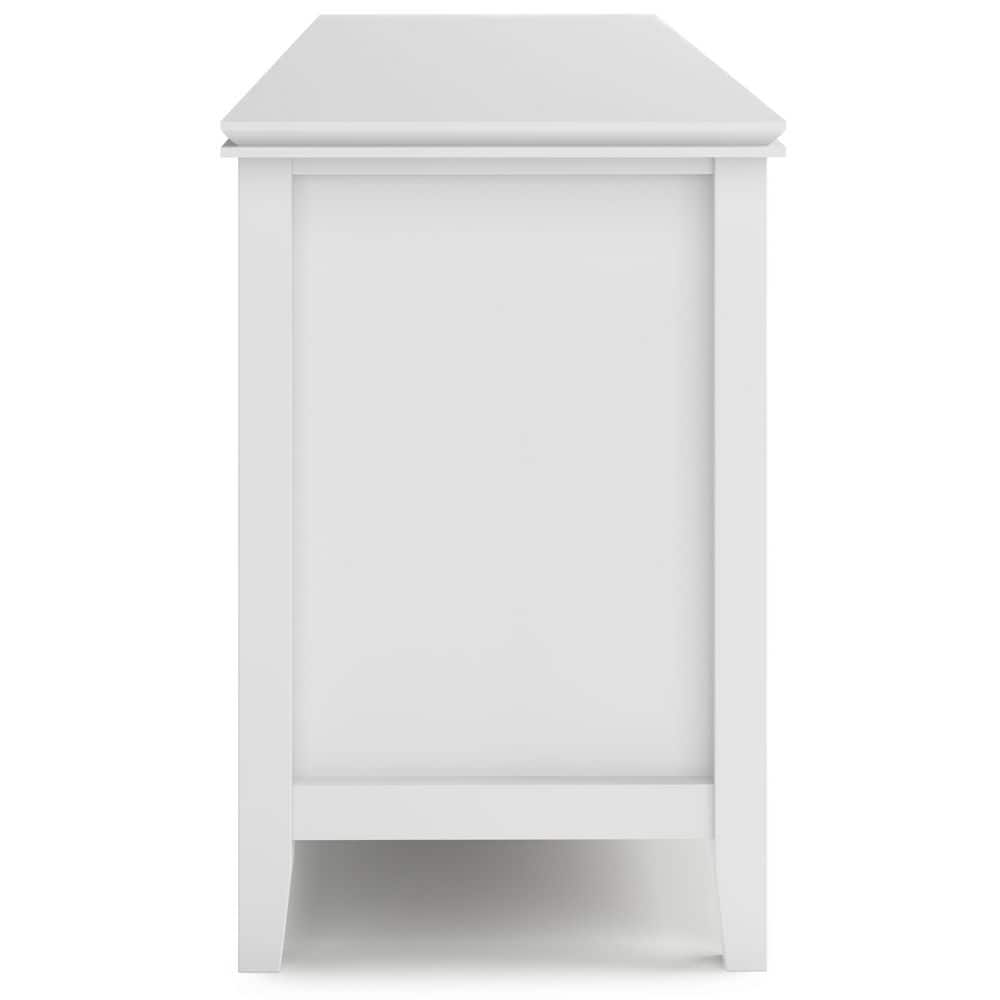 White Solid Wood 72 Inch TV Media Stand with Cabinets
