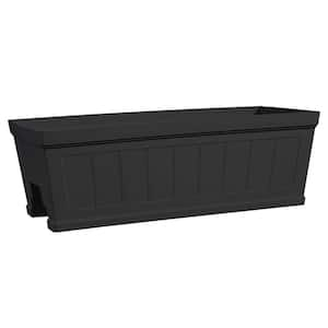 Hanover 27 in. Black Beadboard Resin Deck Rail Planter