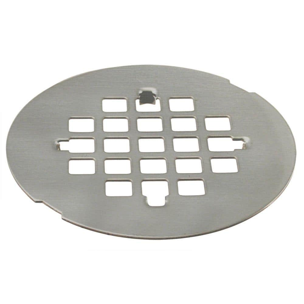  4-1/4 in. Brass Snap-In Shower Strainer Grid in Satin Nickel