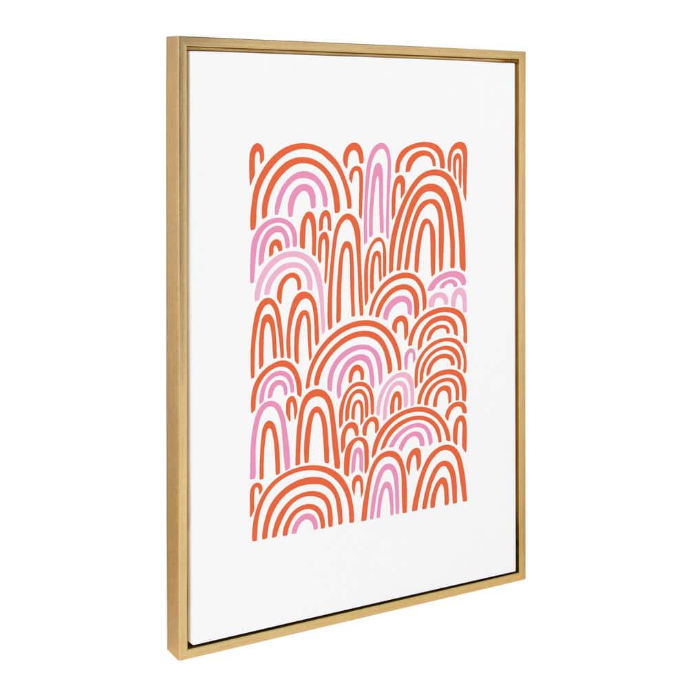 Gold Framed Abstract Infinite Rainbows Canvas Print, 23x33