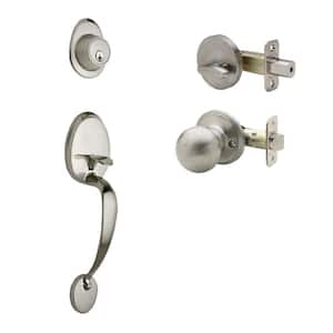 Colonial Satin Stainless Door Handleset and Ball Knob Trim