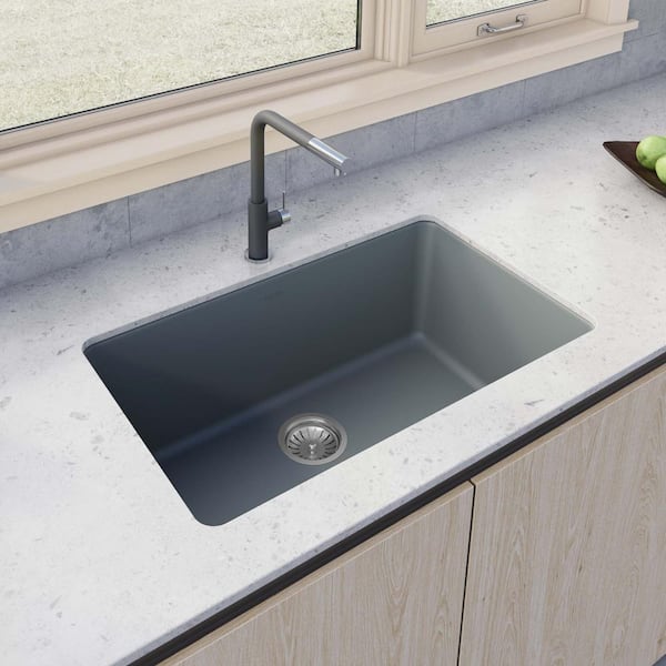 Fiamma 30 in. Undermount Single Bowl Fireclay Kitchen Sink in Blue