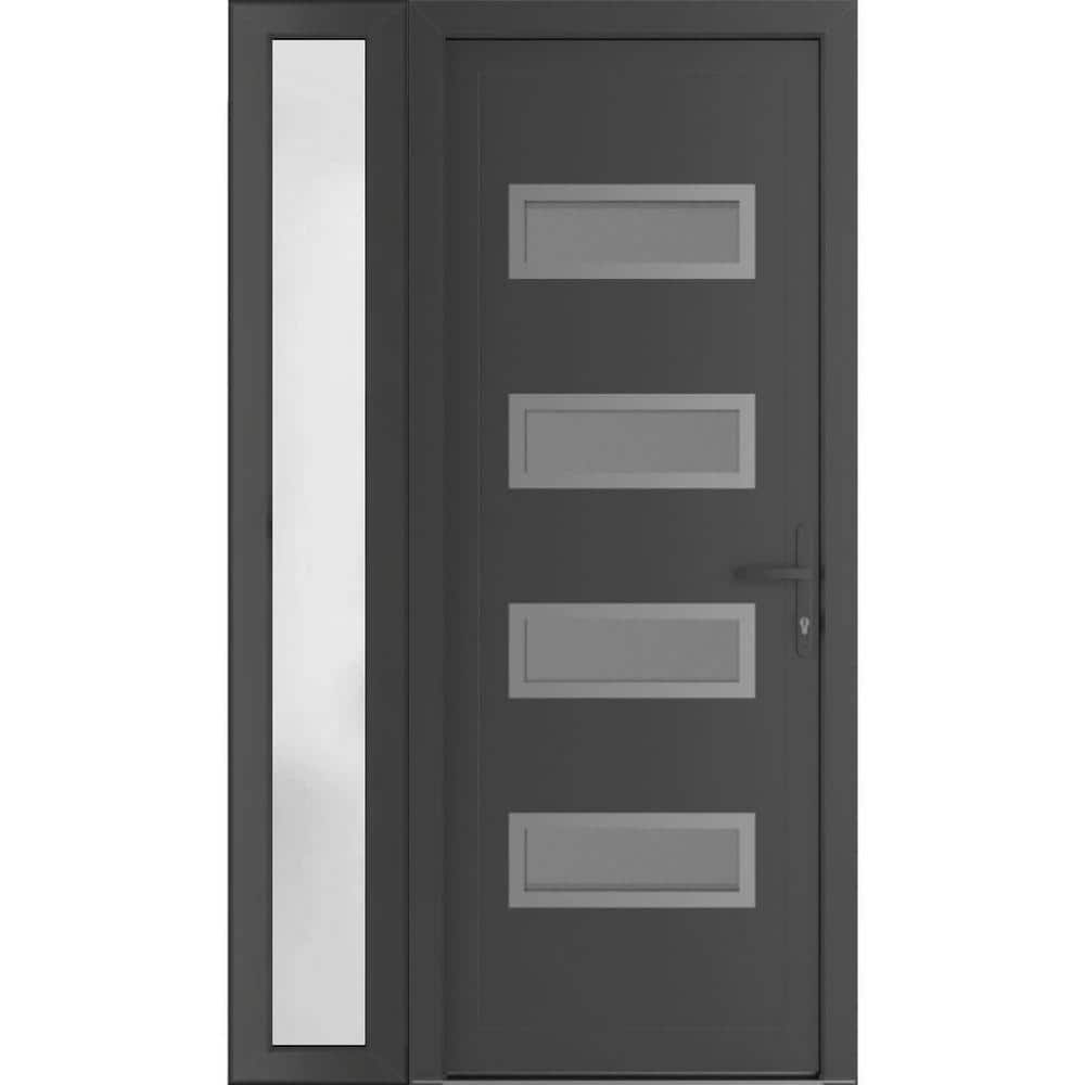 52 in. x 80 in. Left-hand/Inswing Mirrored Glass Antracite Grey Steel Prehung Front Door with Hardware price history on PriceWatchPro