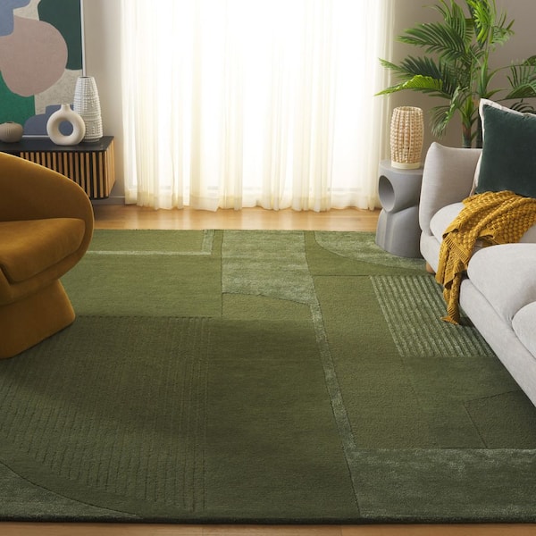 Fifth Avenue 10 ft. x 14 ft. Green Contemporary Geometric Area Rug