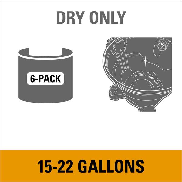 General Debris VF2008A Wet Dry Vac Dry Pick-up Only Dust Collection Bags for 15-22 Gal Shop-Vac Brand Shop Vacuums (6pk)