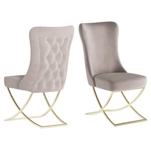 Majestic Beige/Gold Upholstered Dining Side Chair (Set of 2) (20 in. W x 37.5 in. H) No Assembly Required