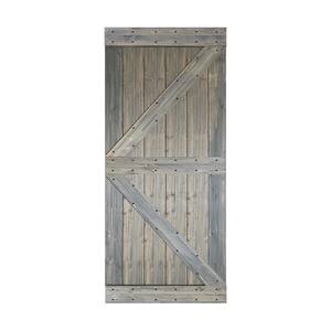 K Style 36 in. x 84 in. Aged Barrel Finished Solid Wood Sliding Barn Door Slab - Hardware Kit Not Included