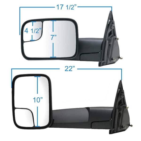 For 02-08 Dodge Ram Pickup Truck Extendable Towing Manual Mirrors Passenger Right Side Replacement 