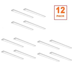 12-Pack 44 in. LED White Strip Light Fixture 3400LM 34W 120V Bright White 4000K Garage Light Dimmable Church Keyholes