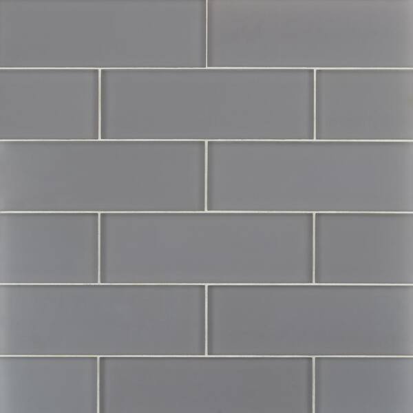 Ivy Hill Tile Contempo Smoke Gray  3 in. x 6 in. x 8 mm Frosted Glass Tile Sample