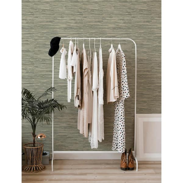 Exhale Moss Woven Faux Grasscloth Wallpaper