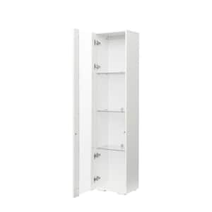 White Wood Pantry Organizer with Aluminum Strip Lamp and Large Storage Space