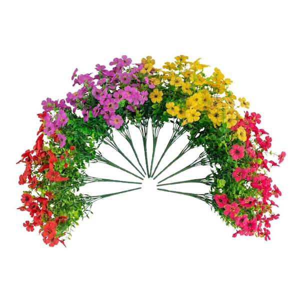 13 in. Multi-Colored UV Resistant Artificial Daisy Bush (Indoor/Outdoor)-Set of 12