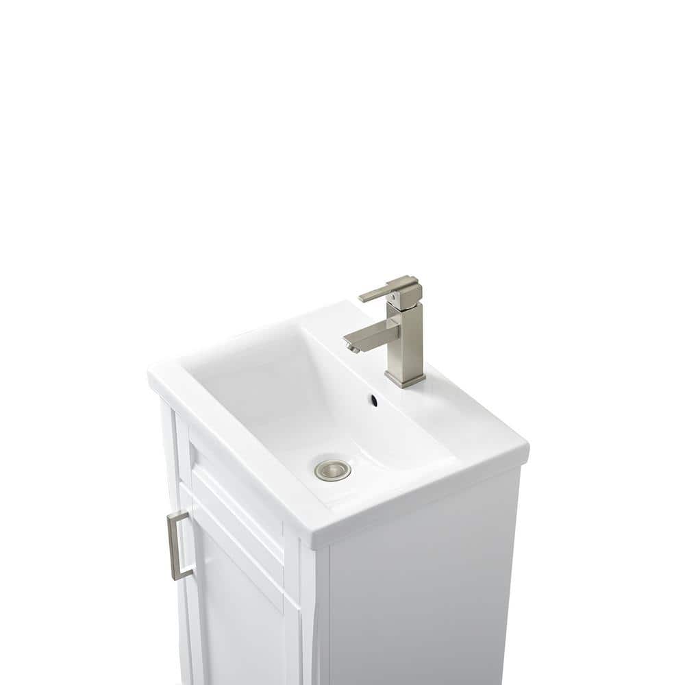 20" White Freestanding Single Sink Vanity with Ceramic Top