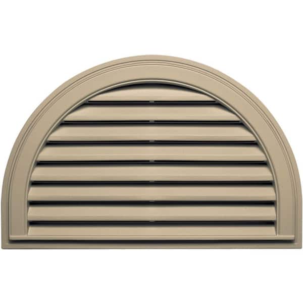 Builders Edge 34.1875 in. x 22.128 in. Half Round Brown/Tan Plastic Built-in Screen Gable Louver Vent