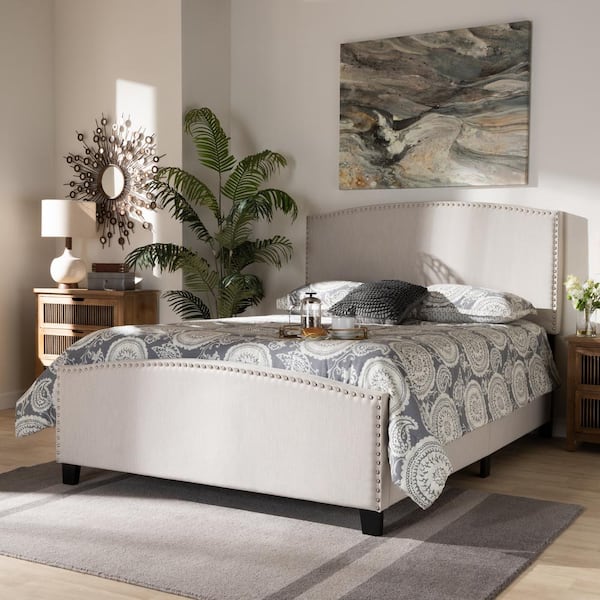 Baxton Studio Morgan Beige Queen Size Panel Bed 162 10312 HD The