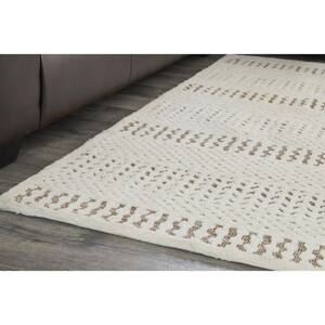 Modern Ivory and Brown 5 ft. x 7 ft. Trellis Area Rug