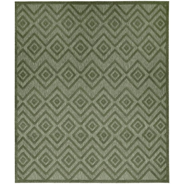 Nourison Versatile Green 8 ft. x 10 ft. Diamond Contemporary Indoor Area Rug