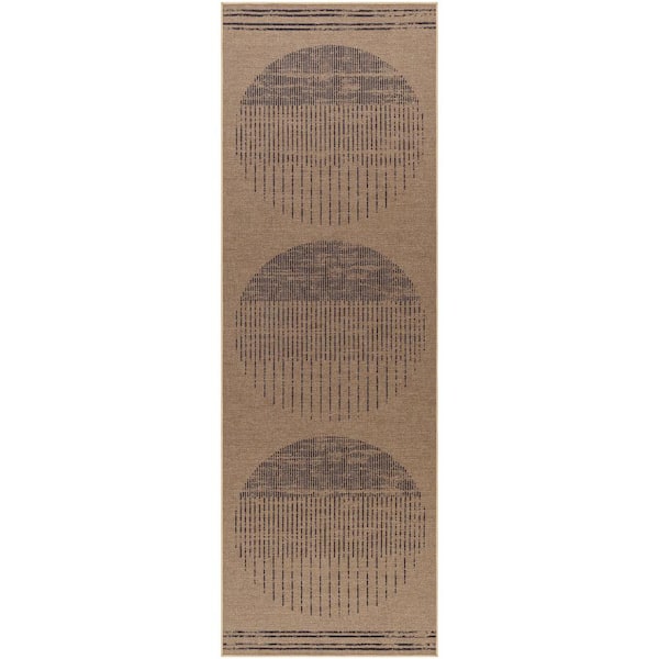 Ez Jute Brown/Black 2 ft. x 8 ft. Machine-Washable Rug