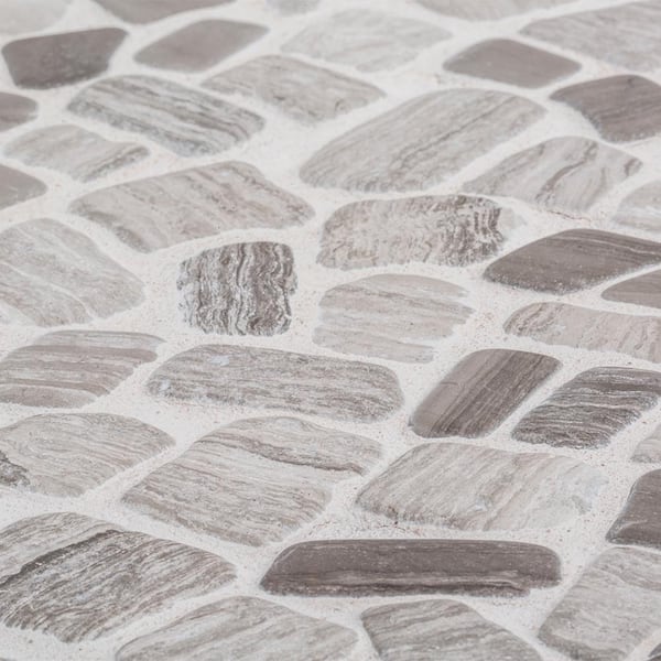 Best Seller         Jeffrey Court      Bailey Grey Pebble 12 in. x 12 in. x 10 mm Honed Natural Stone Mosaic Wall/Floor Tile