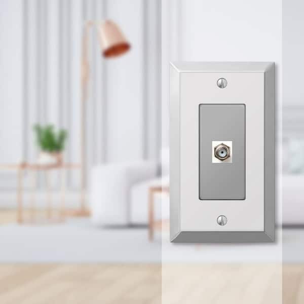 Metallic 1 Gang Coax Steel Wall Plate - Polished Chrome