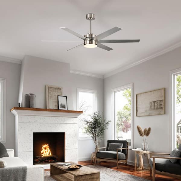 Edvivi 62 in. Brushed Nickel Integrated LED 6-Speed Color Changing